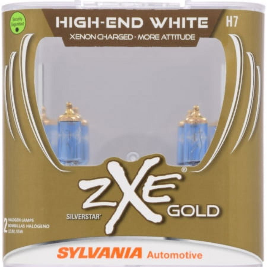 Sylvania H7 SilverStar zXe Gold Halogen Headlight Bulb, Pack of 2. Fits  select: 2006-2017 FORD FUSION, 2010-2014 HYUNDAI SONATA