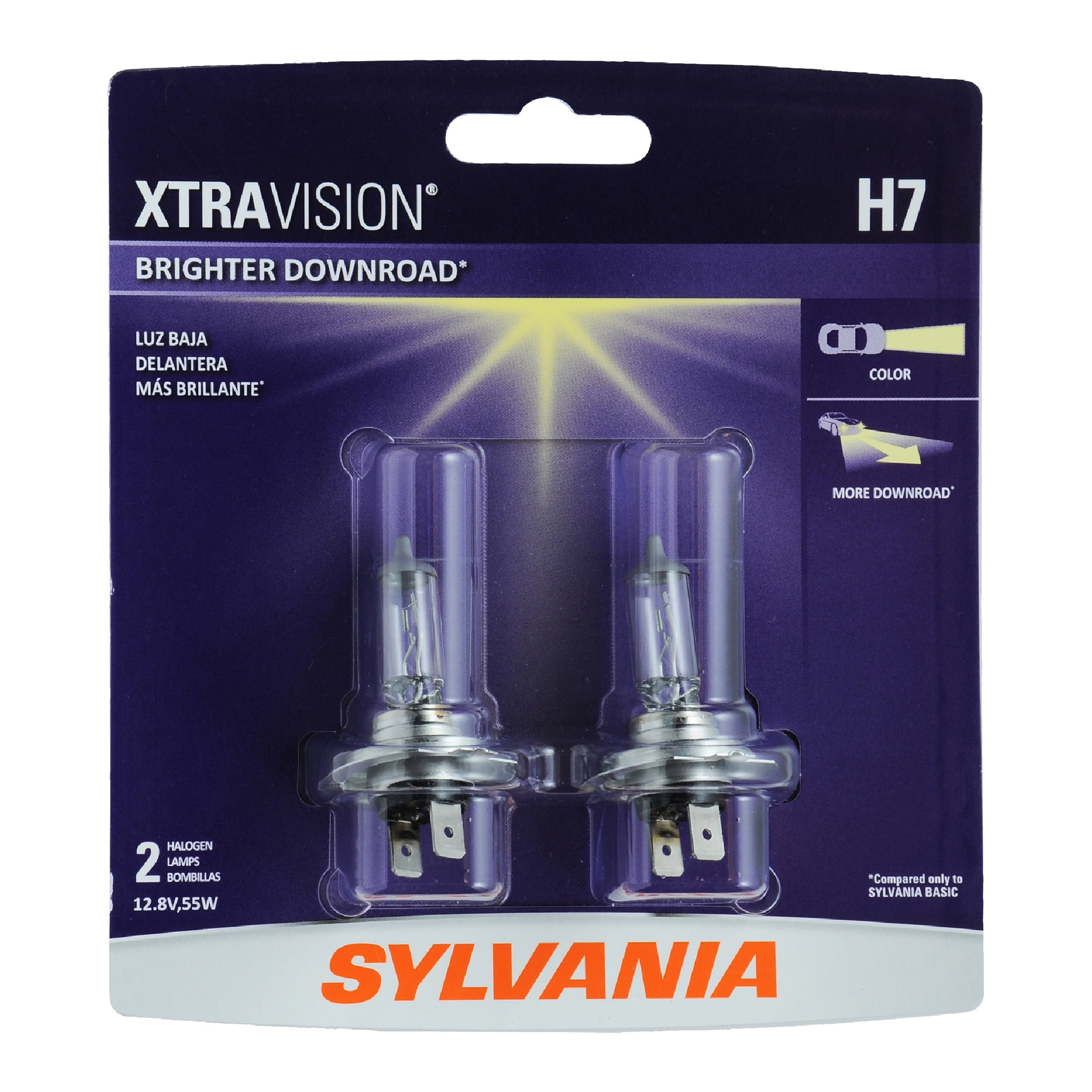Sylvania H7 XtraVision Halogen Headlight Bulb, Pack of 2