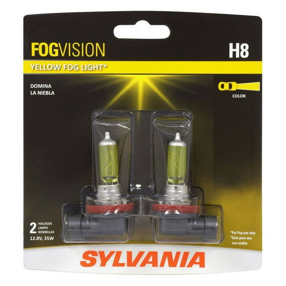 Sylvania H8 Fog Vision Yellow High Performance Halogen Light Bulb Set, 2 Pack