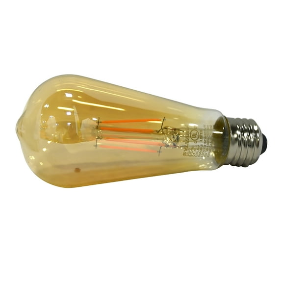 sylvania 75353 - 6.5 watt 120 volt st19 medium screw base 2200k transparent amber dimmable vintage filament led (led6.5st19dim822vinrp)