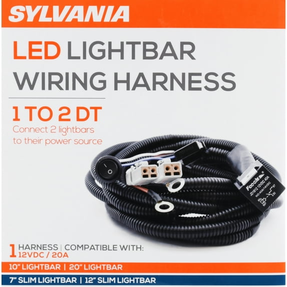 Sylvania - LED Light Bar or Pod Wiring Harness Kit, Weatherproof Deutsch Connectors, 12V On Off Switch Power Relay Blade Fuse Off Road Lights LED Work Light, Spot Flood Combo, 2 Lightbars, 1 Pack