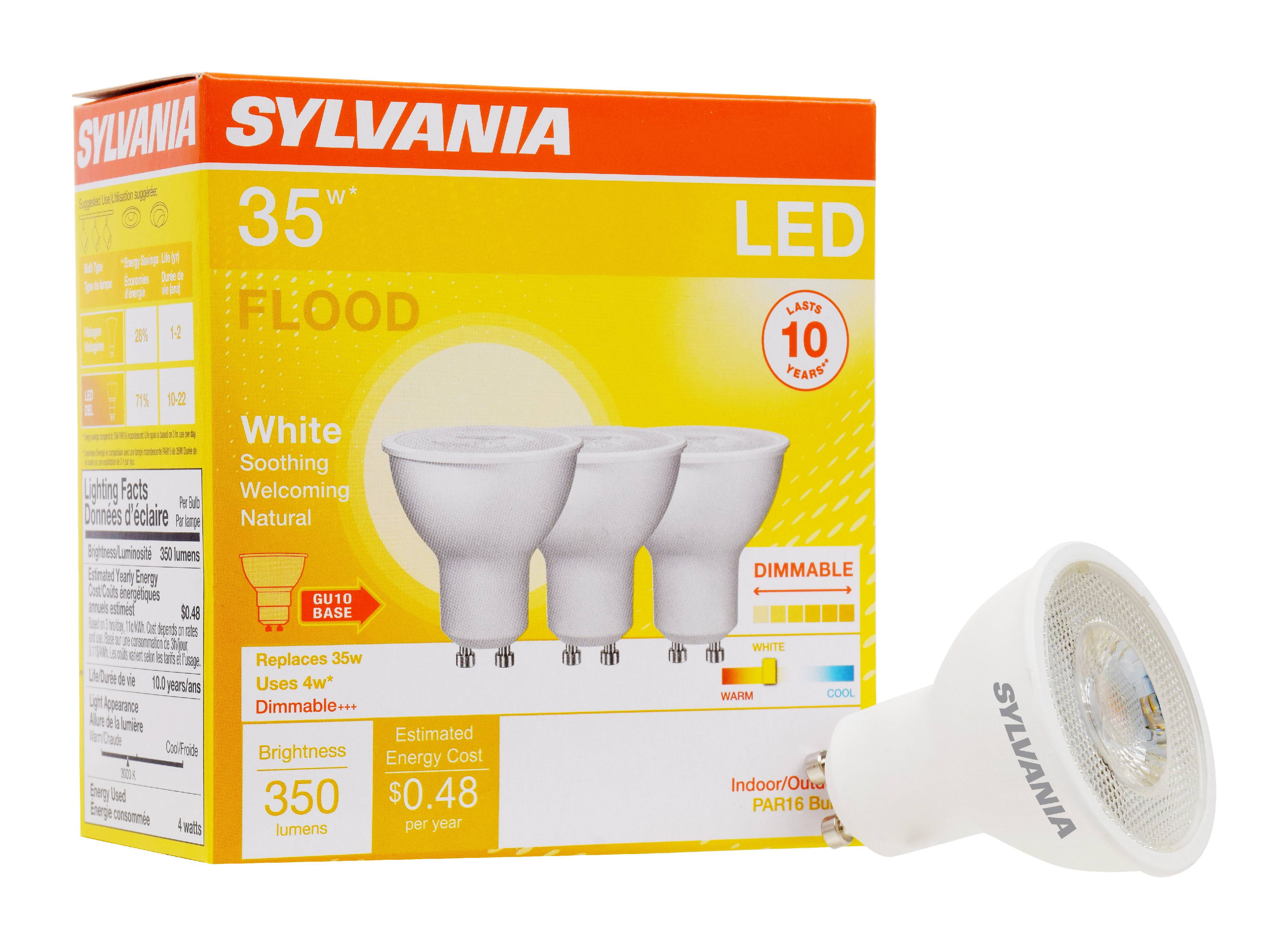 Korrespondance pilot Læring Sylvania LED Light Bulbs, 35W Equivalent, PAR16 GU10, Dimmable, Bright  White 3-count - Walmart.com