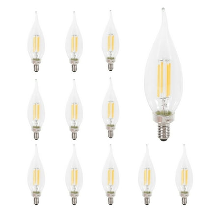 Sylvania LED Reduced Eye Strain B10 Light Bulb, 40W, Candelabra, Dim, Daylight, 12 Pack