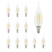 Sylvania LED Reduced Eye Strain B10 Light Bulb, 60W, Candelabra, Dim, Daylight, 12 Pack