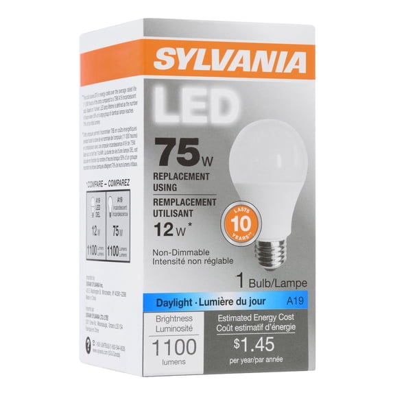 Sylvania LED light Bulb, 12W (75W Equivalent), Daylight, 1-count