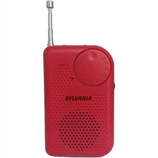 Sylvania Portable AM/FM Radio -Red - Walmart Business Supplies