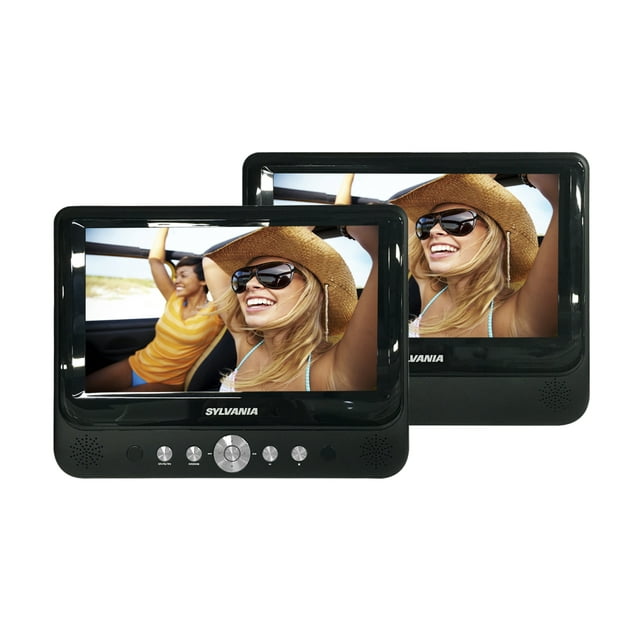 "Sylvania Headrest 9"" Dual Screen Portable DVD Player for Car Travel