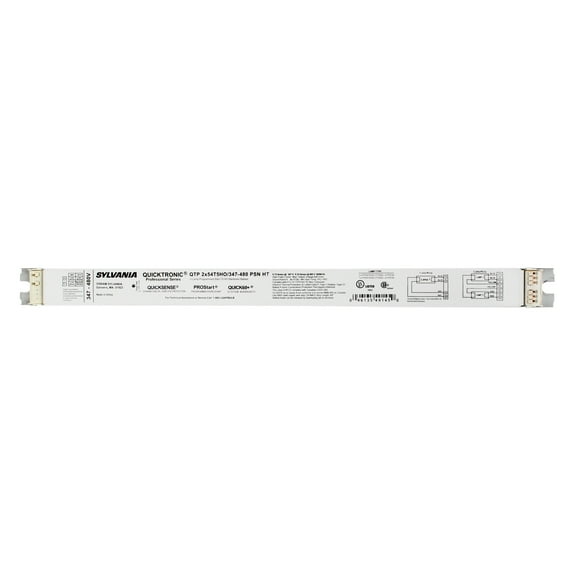 Sylvania QTP2x54T5HO/347-480-PSN-HT Fluorescent Ballast, 2-Lamp, T5/HO F54T5HO 54W, 347-480V