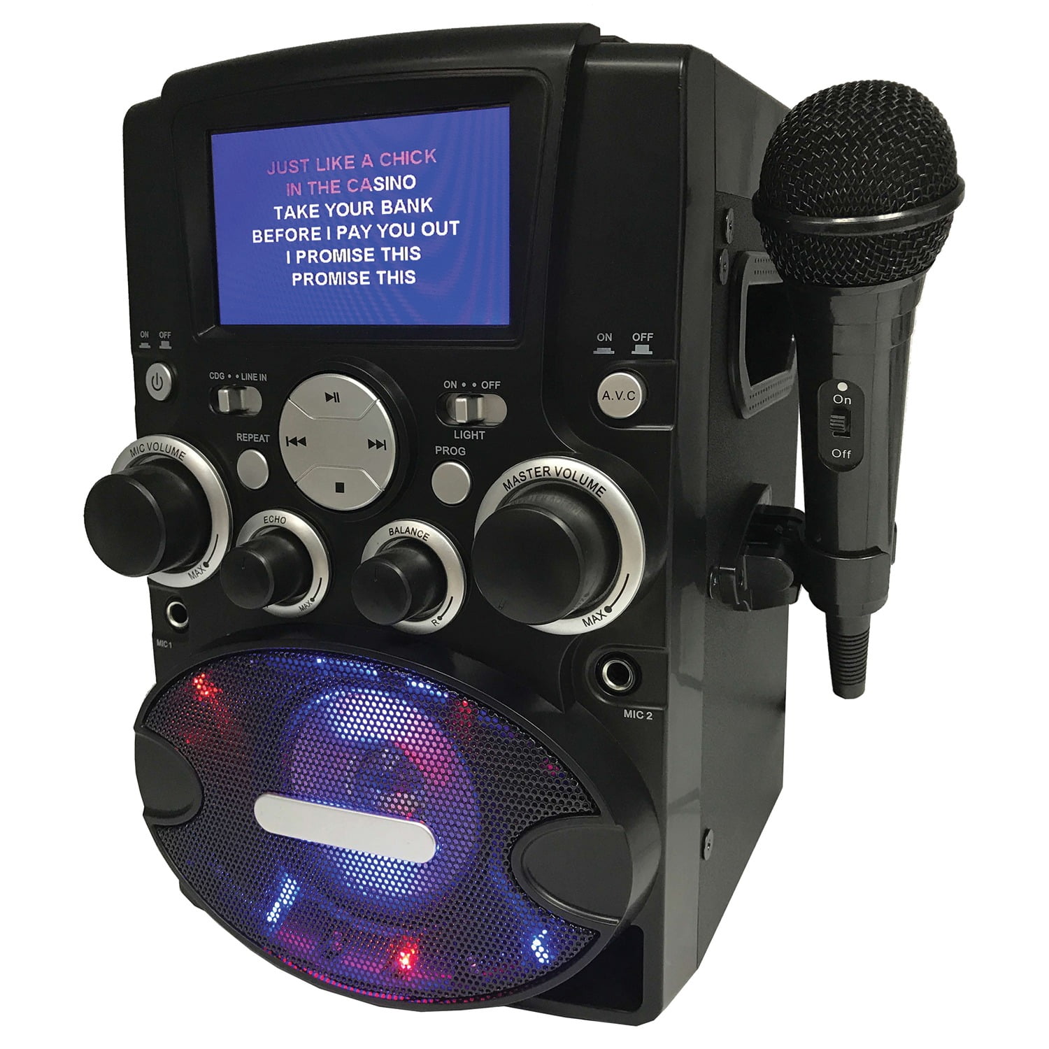Sylvania SKAR128 CD-G Bluetooth Karaoke Machine with LCD Screen
