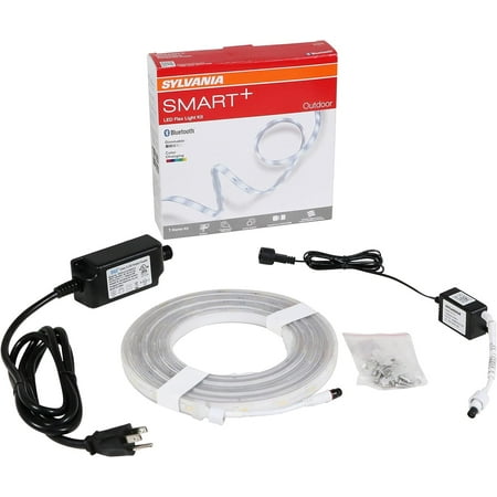 Sylvania Smart 16.4 ft Bluetooth Mesh LED Flex Light Strip Outdoor Starter Kit for Alexa/Google/Apple HomeKit, RGBTW Full Color, Dimmable, Accessories Included, Outdoor Rated - 1 Pack 75777