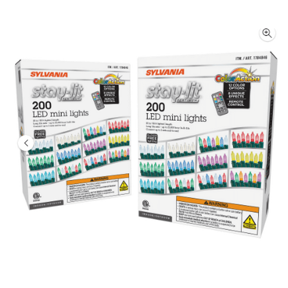 Sylvania Stay-Lit Color Action Mini Lights - 2 Strings,200 Lights Per String