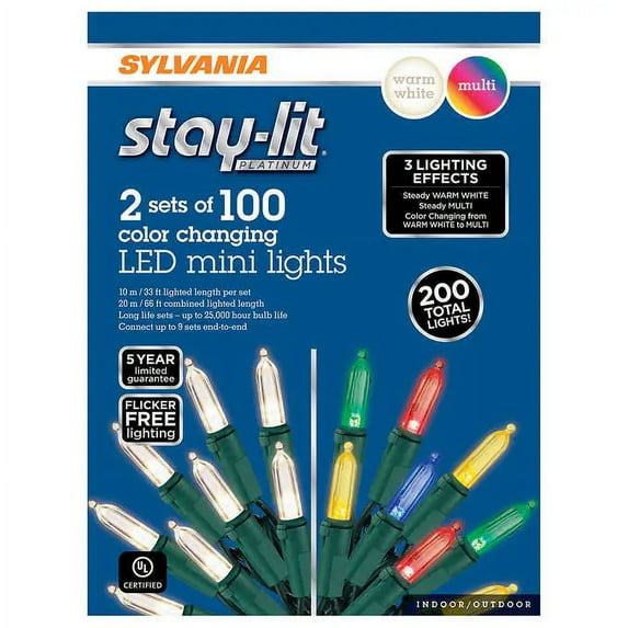 Sylvania Stay Lit Indoor/Outdoor 33 ft Plug-in Color Changing LED Light Ropes (4 Pack)