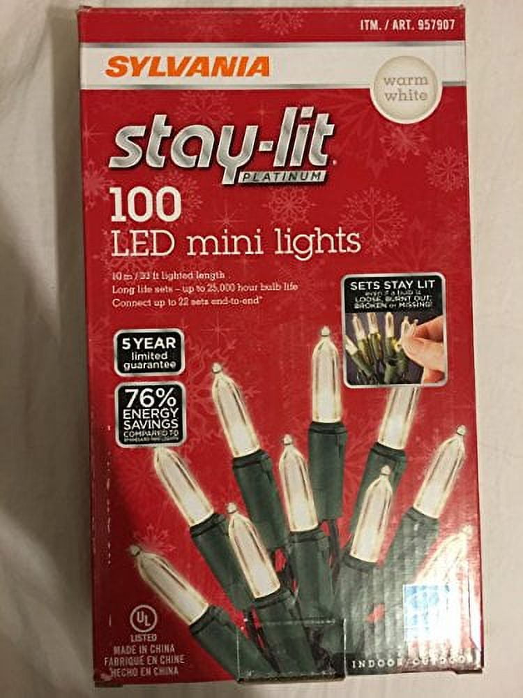 Sylvania Stay Lit Platinum LED Indoor Outdoor Christmas String