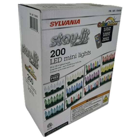 Sylvania Stay-Lit Color Action 200 LED Mini Lights with Remote Control 66-feet