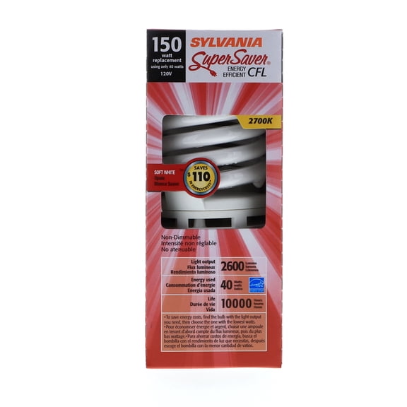 Sylvania Supersaver 120 volts 40 watts 2700K Medium Base