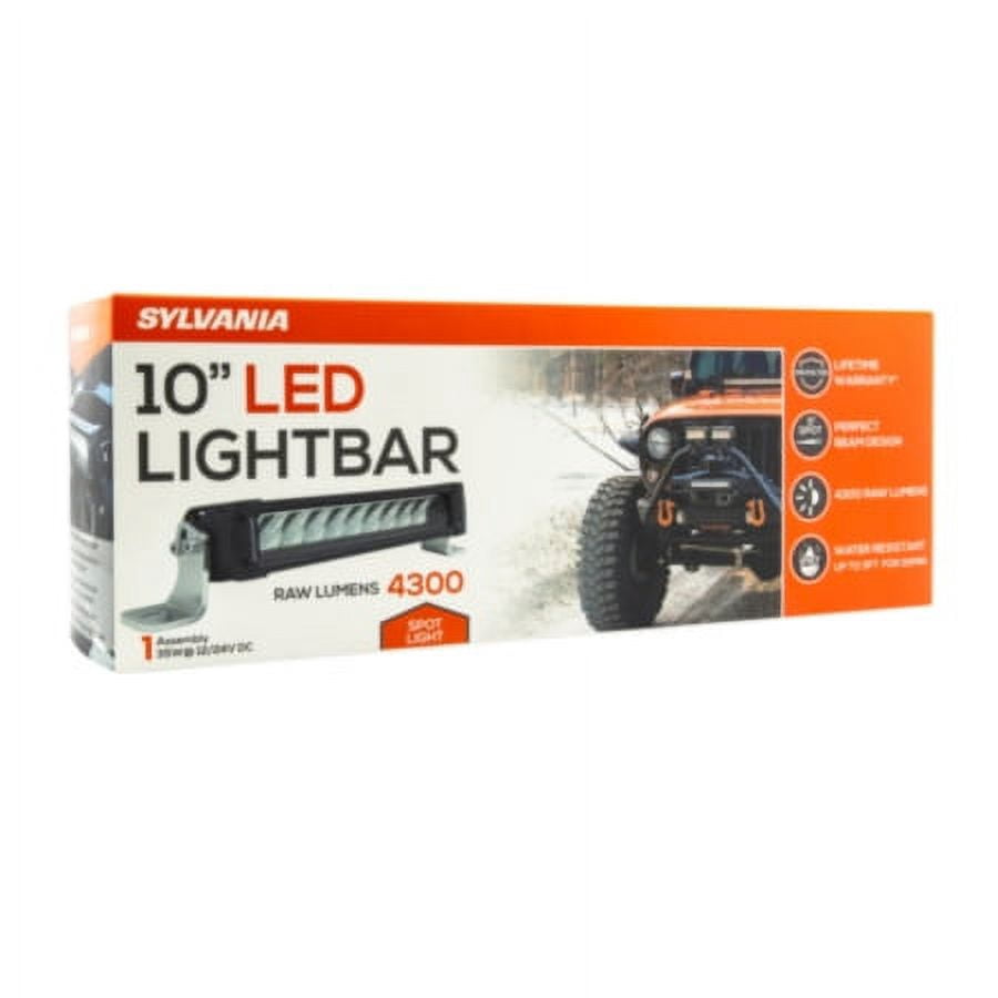 Sylvania - Ultra 10 Inch LED Light Bar - LIFETIME Limited Warranty - Spot Light 4300 Raw Lumens Waterproof Off Road Driving Work Light Pod, Truck, Jeep, Boat, ATV, UTV, SUV, 4x4, 1 Pack