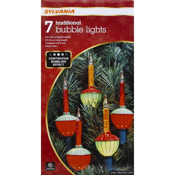 Sylvania V28077-88 Christmas Traditional Multi Bubble Light Set, 7', 7-Count