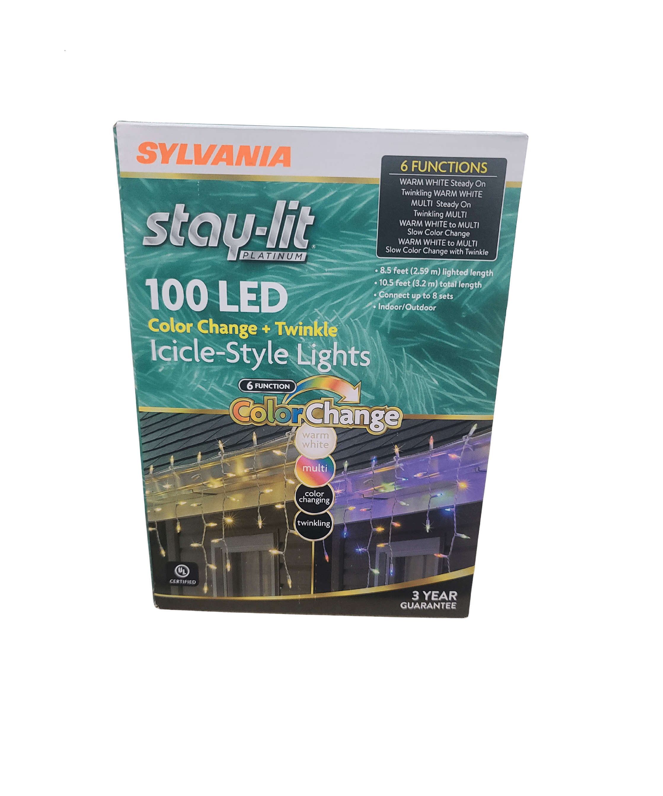 Sylvania V44902-88 Christmas Stay-Lit 6 Function Multi Color Changing LED Lights, Each