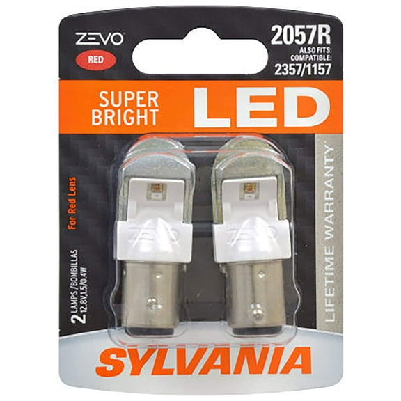 Sylvania Zevo 2057 Red LED Bright Interior Exterior Mini Light Bulb Set, 2 Pack