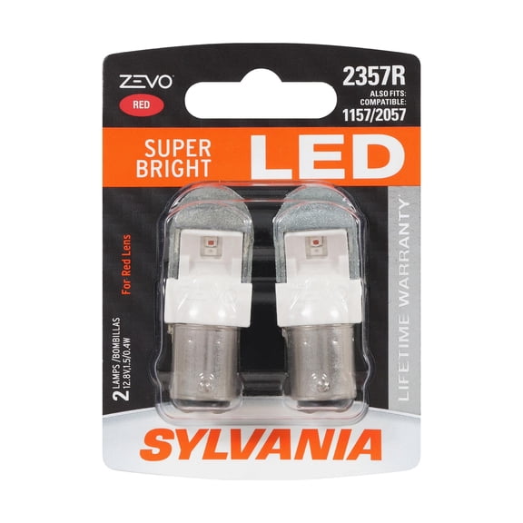 SYLVANIA - 2357 ZEVO LED Red Bulb - Bright LED Bulb, Ideal for Stop and Tail Lights (Contains 2 Bulbs)