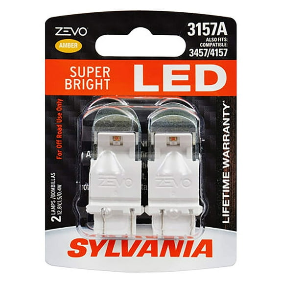 Sylvania Zevo 3157 Amber LED Bright Interior Exterior Mini Light Bulb, 2 Pack