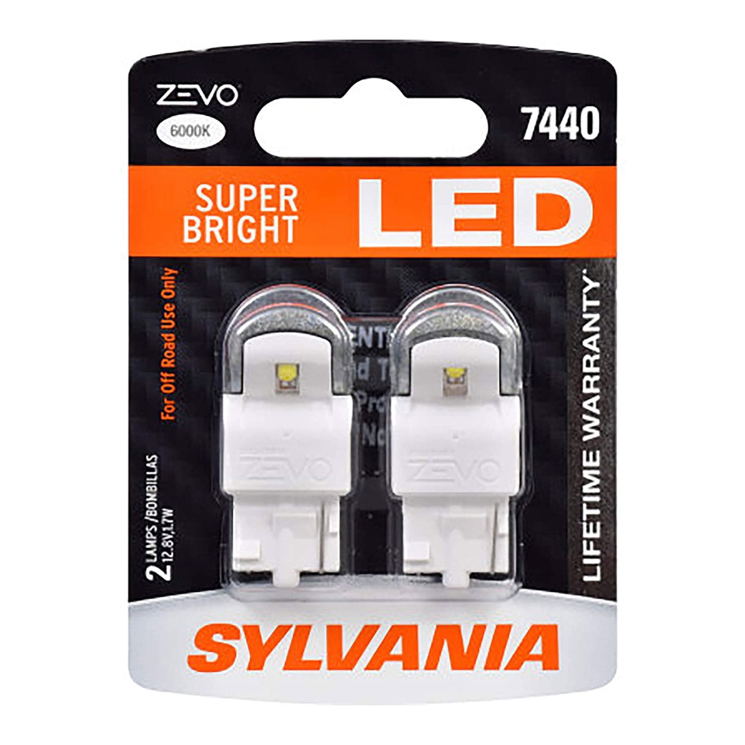 Sylvania Zevo 7440 White LED Mini Auto Bulbs for Turn Signals (2 Pack) 