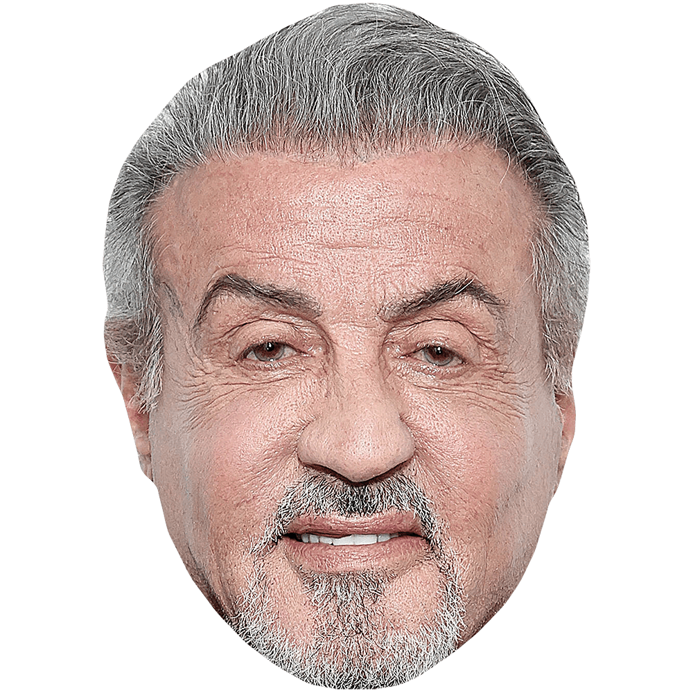 Masque Grandeur Nature Sylvester Stallone (bouc) - Découpage Carton Celebrity Cutouts