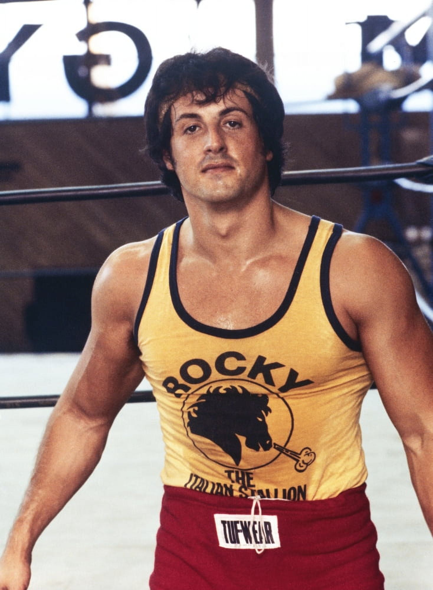 Sylvester Stallone Posed in Yellow Tank top Portrait Photo Print (8 x