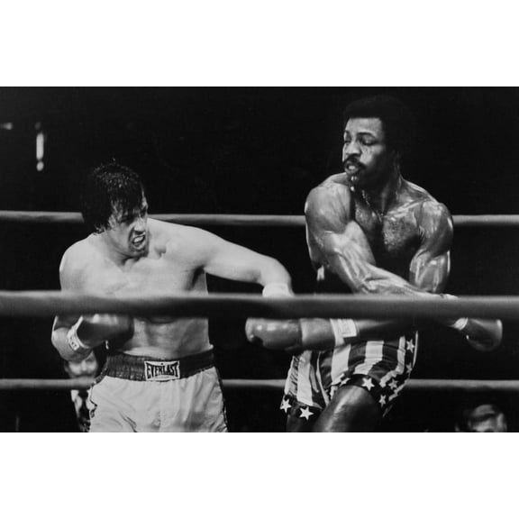Sylvester Stallone and Carl Weathers in Rocky classic boxing scene 24x36 Poster