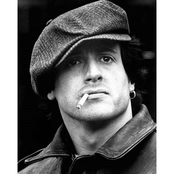 Sylvester Stallone cigarette in mouth wearing cap from Rocky 3 5x7 inch photo