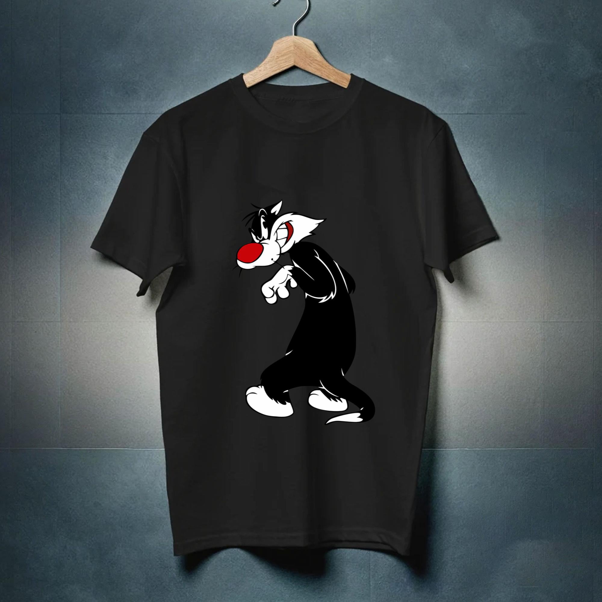 T-shirt Homme Sylvester The Cat – Blanc, Coton, Manches Courtes – Gildan Softstyle – Neuf Avec étiquettes