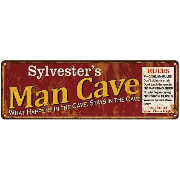 Sylvester's Man Cave Rules Red Chic Sign Home Man Cave Decor 6x18 106180004500