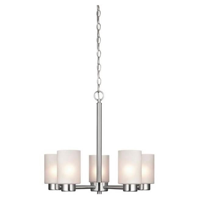 Elegant Brushed Nickel 5-Light Chandelier with Frosted Seeded Glass