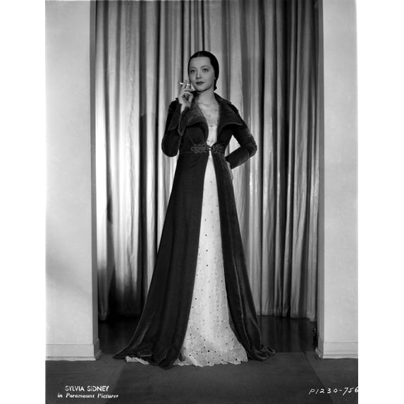 Sylvia Sidney wearing and Smoking in Gown Photo Print (8 x 10)