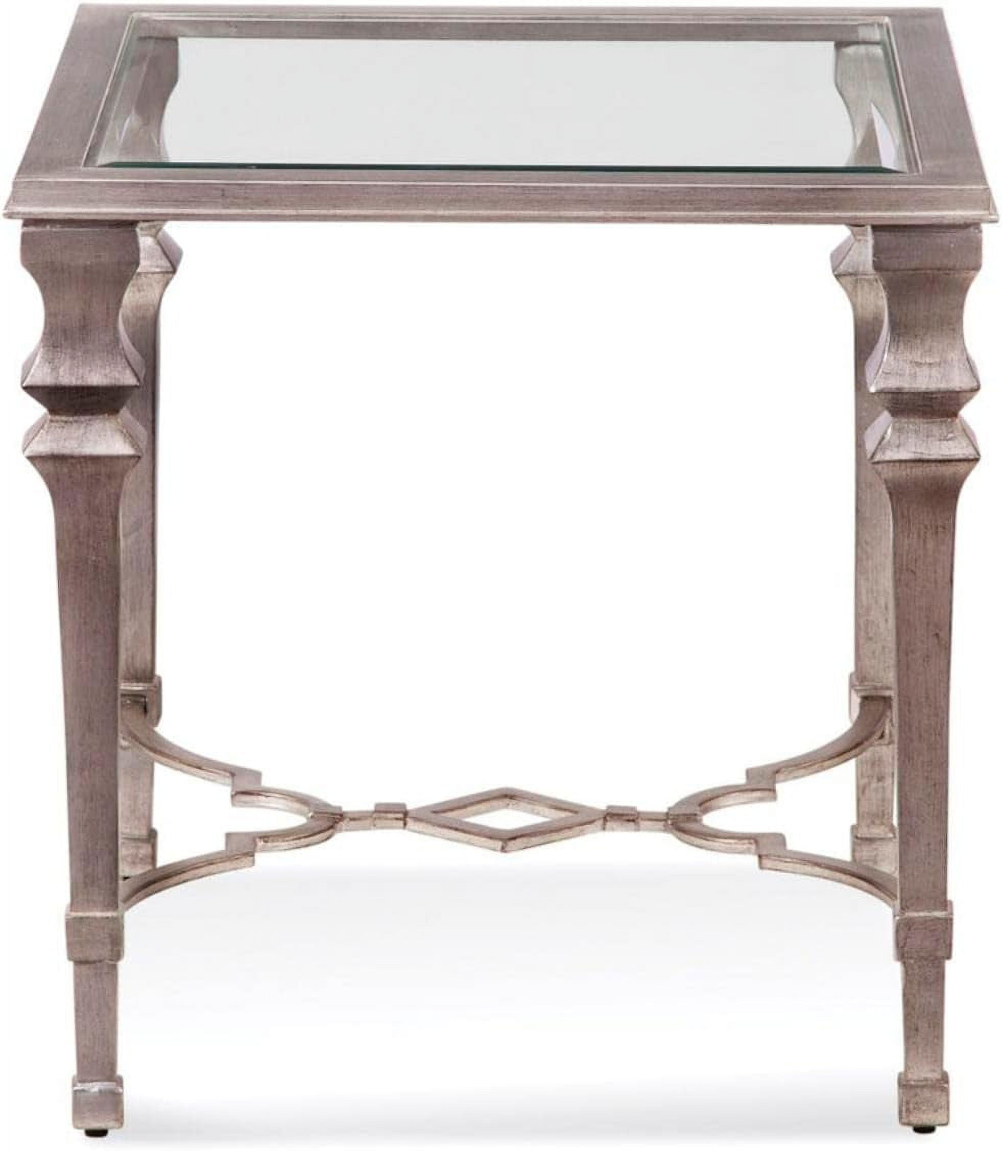Sylvia Silver Leaf Rectangular Metal and Glass End Table
