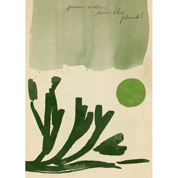 Sylvia Takken - Go Green Print Wall Art, Modern Wall Decor For Living Room Bedroom, 8x12 UNFRAMED