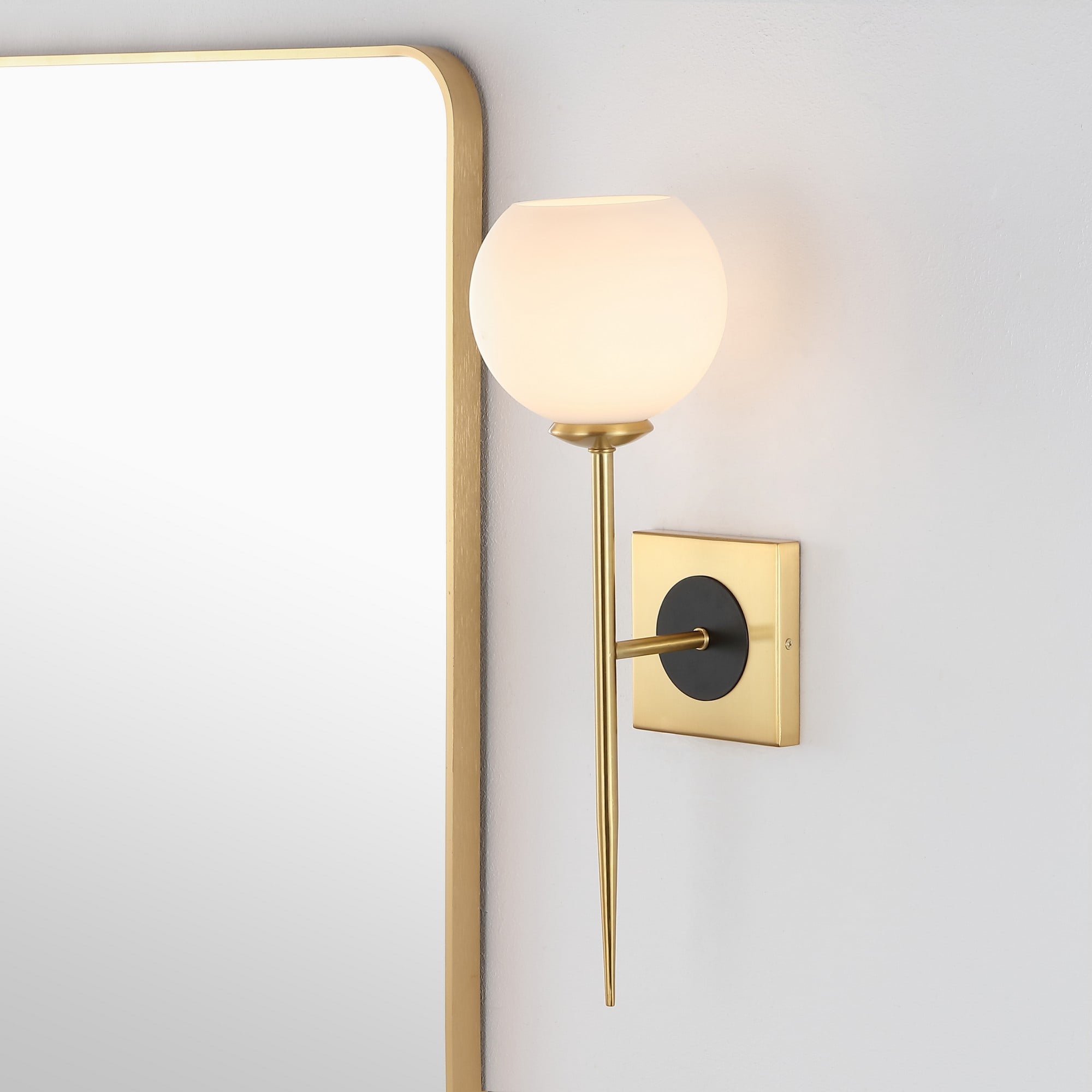 Sylvie 20" Brass Gold & White Iron LED Wall Sconce