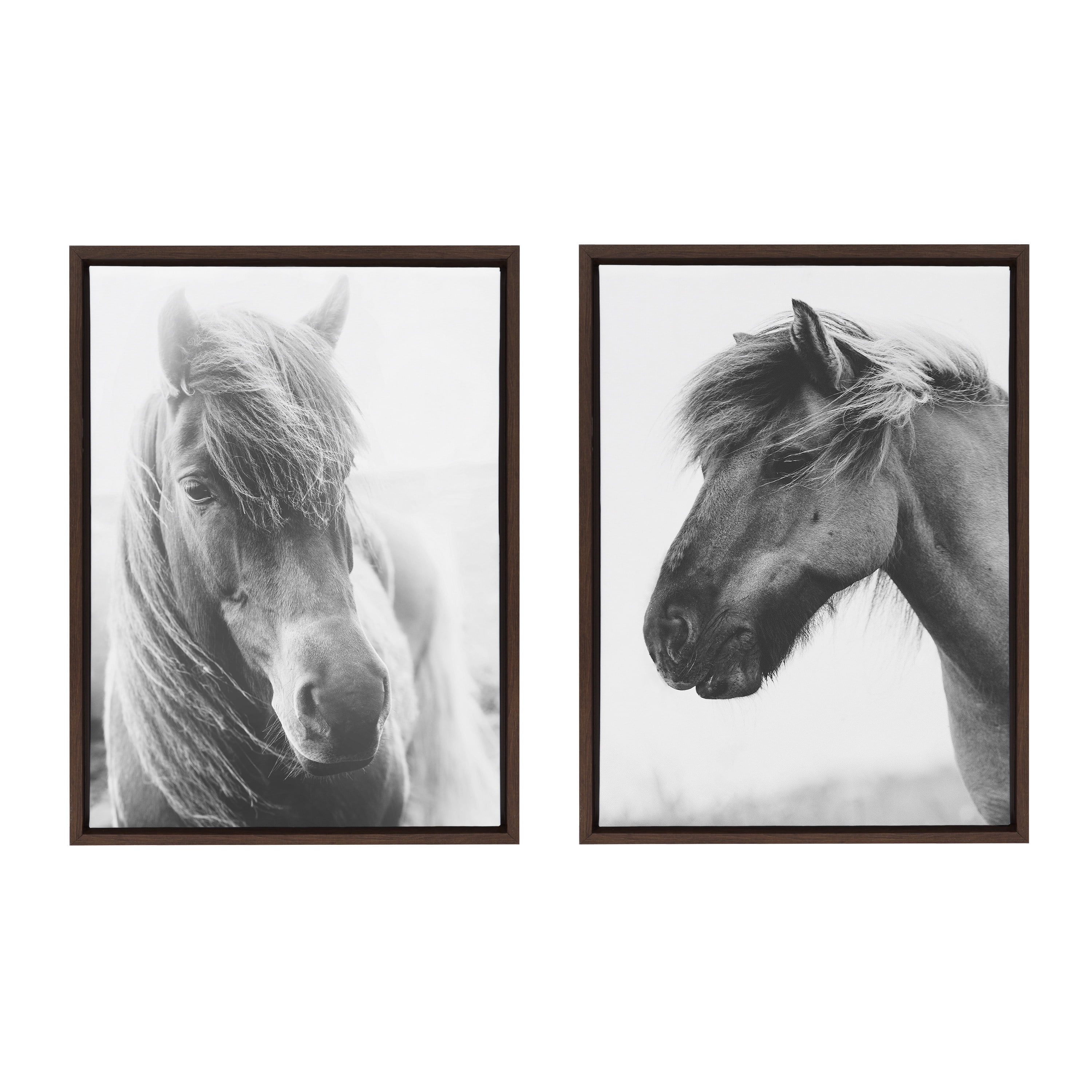 Sylvie Benevolence and Indomitable Framed Canvas Set in Walnut Brown