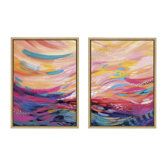 Sylvie Brush Strokes 90 18 in x 24 in Framed Painting Canvas Art Prints, by Kate and Laurel Set of 2