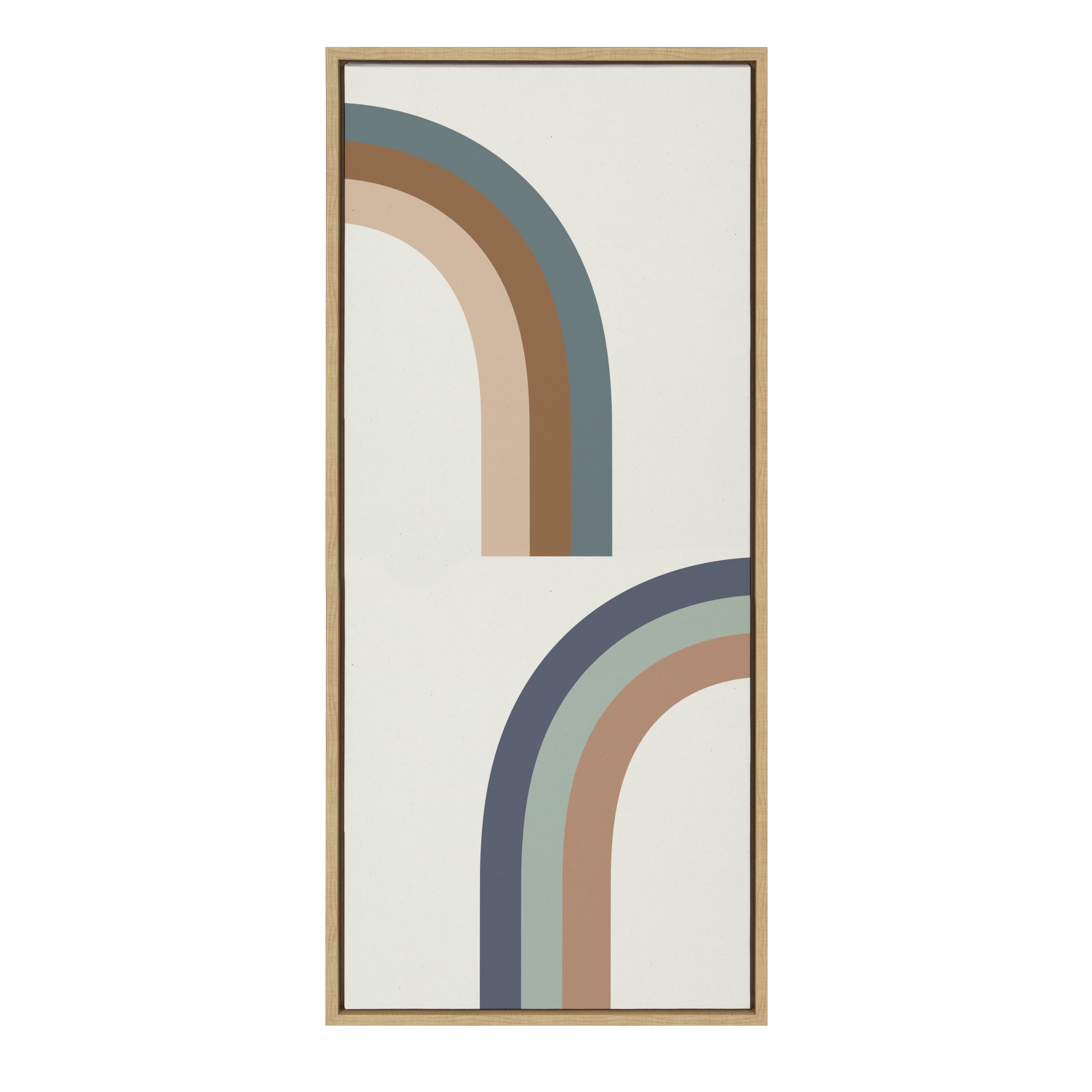 Sylvie Cheerful Rainbows Abstract Canvas Art Print with Natural Frame