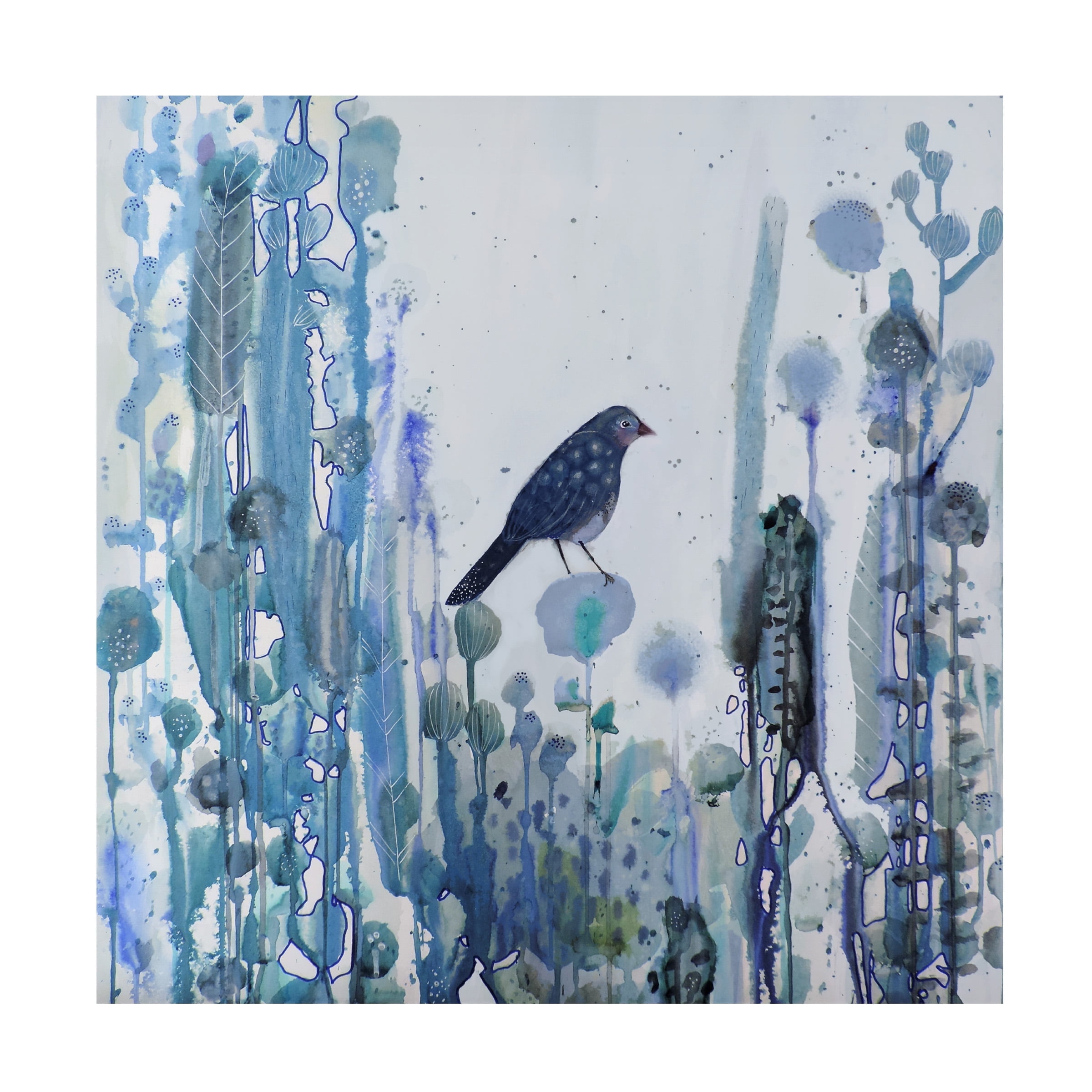 Sylvie Demers Blue Bird Canvas Art with Wooden Frame