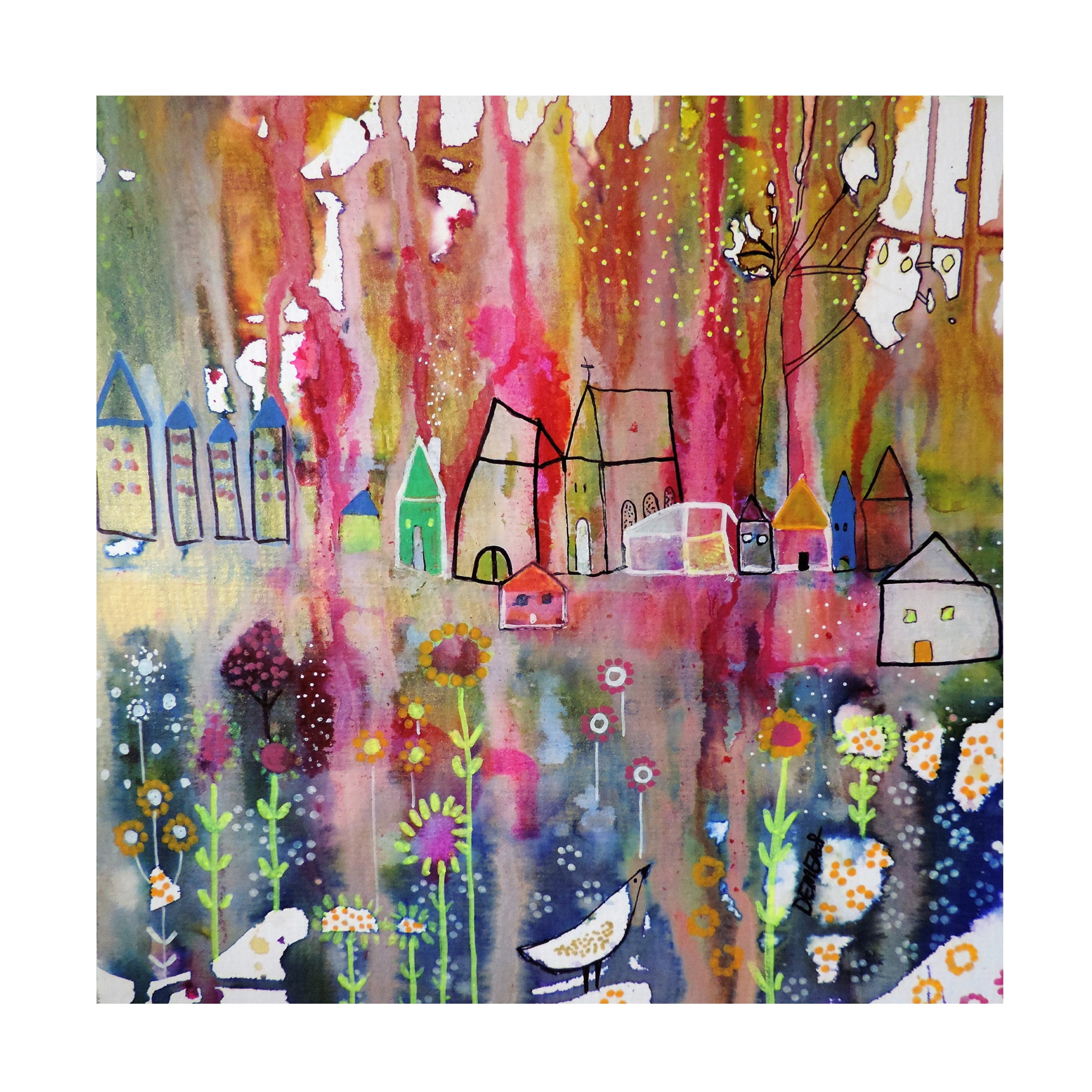 Sylvie Demers Abstract Canvas Art in Multicolor with Wood Frame