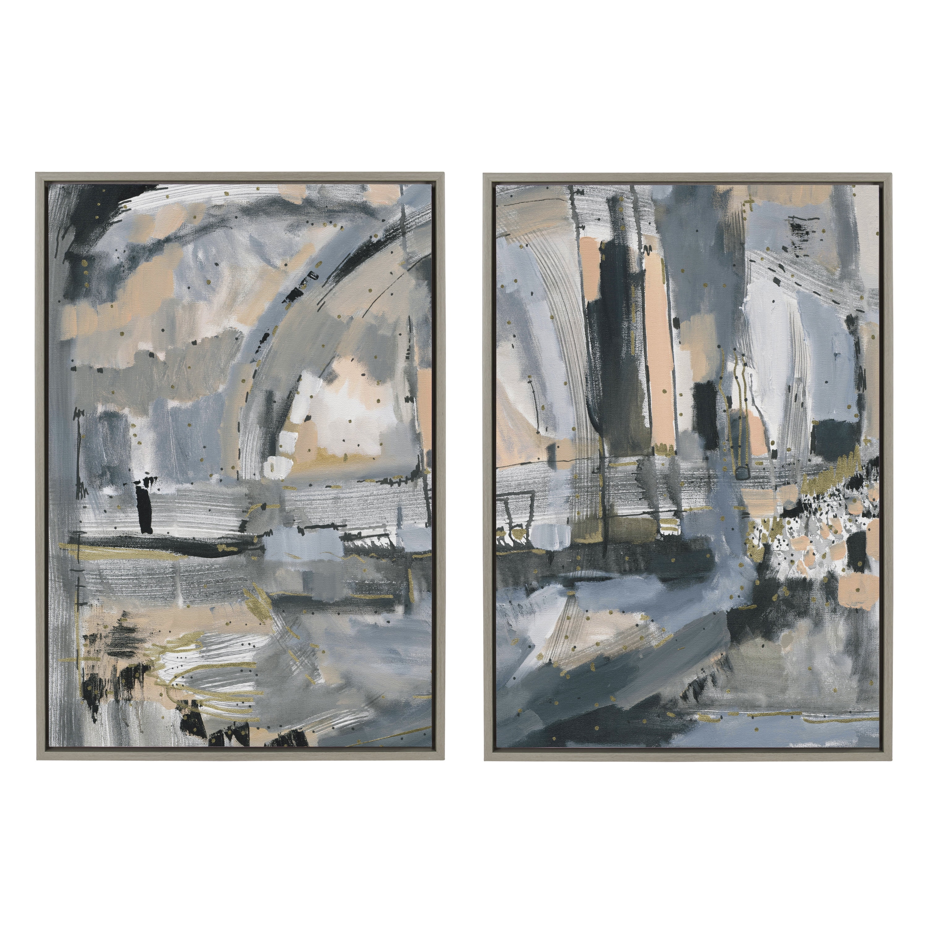 Sylvie Harbor Nights Abstract Framed Canvas Art Set