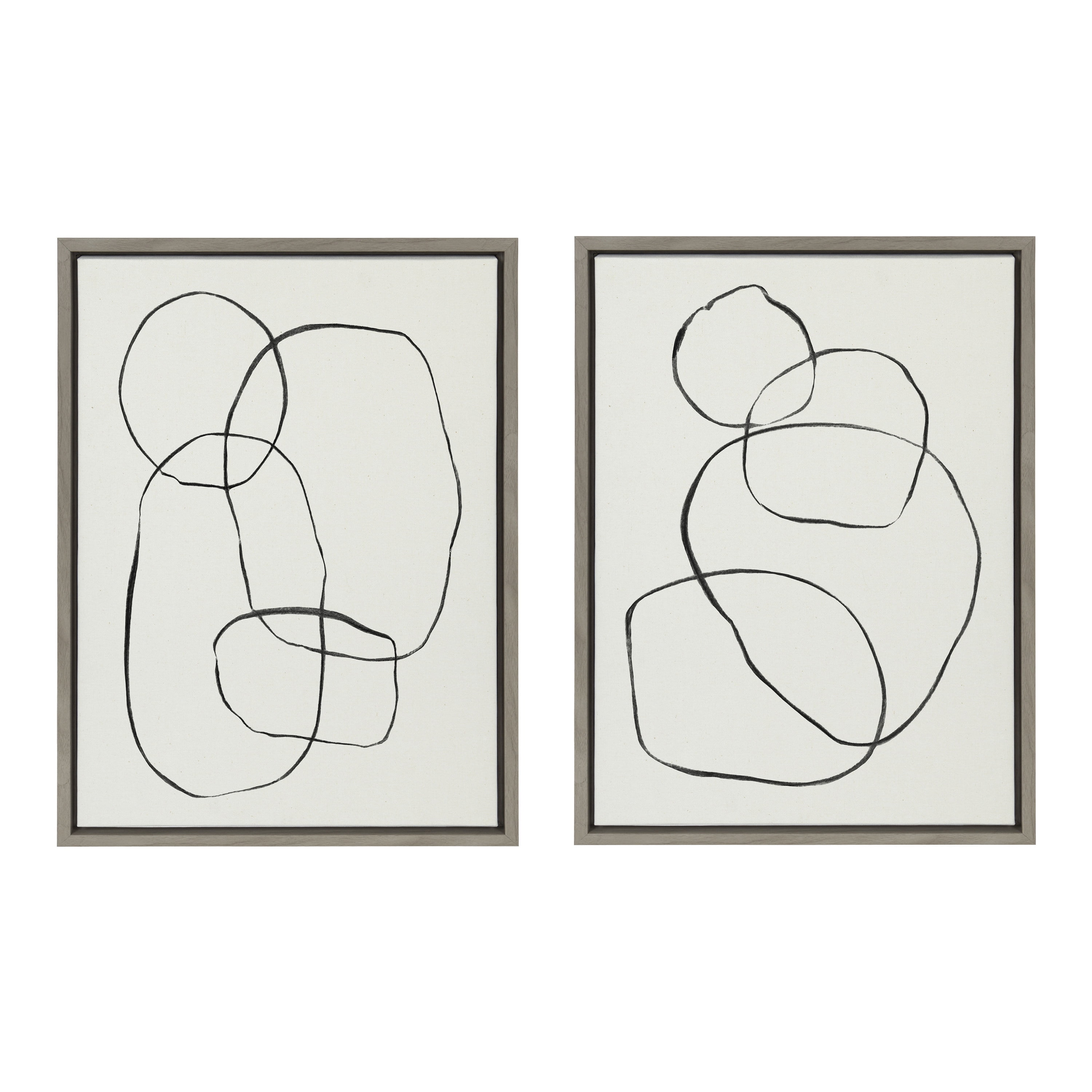 Sylvie Modern Abstract Black and White Canvas Art Set