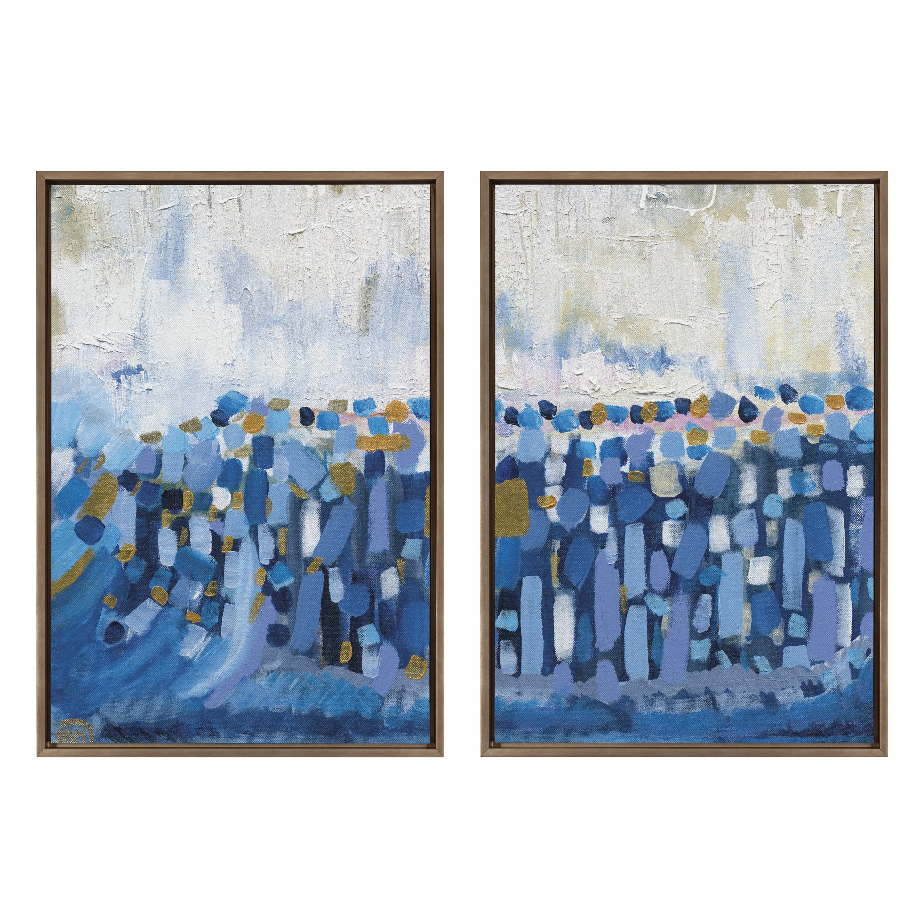 Queen Elizabeth II Blue and Gold Abstract Canvas Art Set