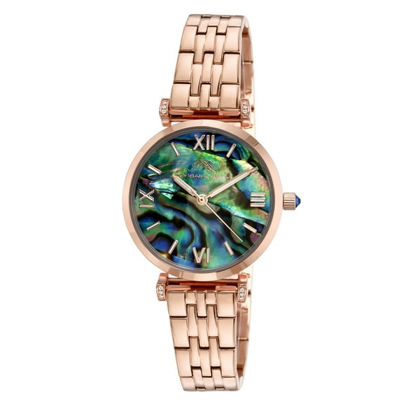 Sylvie Stainless Steel Rose Women's Abalone And Crystal Watch 1131CSYS