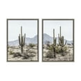 thumbnail image 1 of Sylvie Tall Saguaro Cacti Desert Mountain 18 in x 24 in Framed Photography Canvas Art Prints, by Kate and Laurel Set of 2, 1 of 6