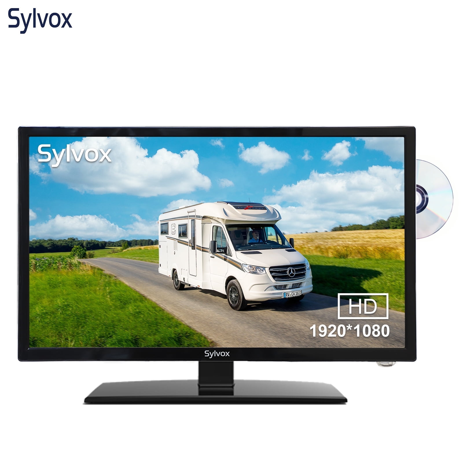 Sylvox 24 inch RV TV, 12 Volt TV with DVD Player, 1080P FHD Television