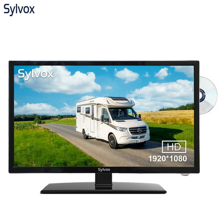Sylvox 24 inch RV TV, 12 Volt TV with DVD Player, 1080P FHD Television  Built in ATSC Tuner, FM Radio, with HDMI/USB/VGA Input, 12V TV for RV