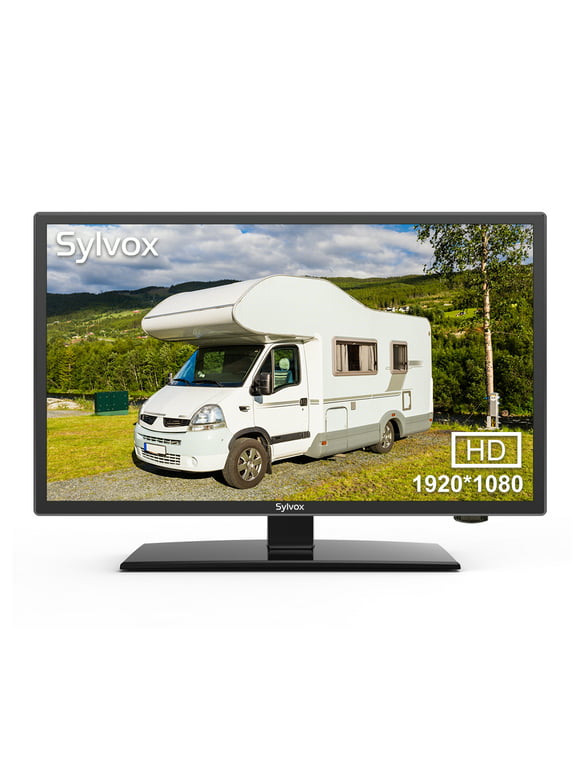 Sylvox 24inch RV TV, 12 Volt TV DC Powered Television, 1080P FHD RV TV with built in dvd player, Hi-Fi Speaker & FM Radio